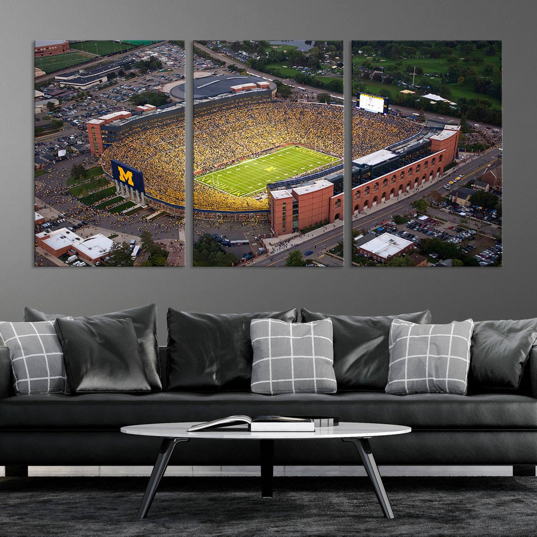 University of Michigan Wolverines Football Team Print - Ann Arbor Michigan Stadium Wall Art Canvas Print