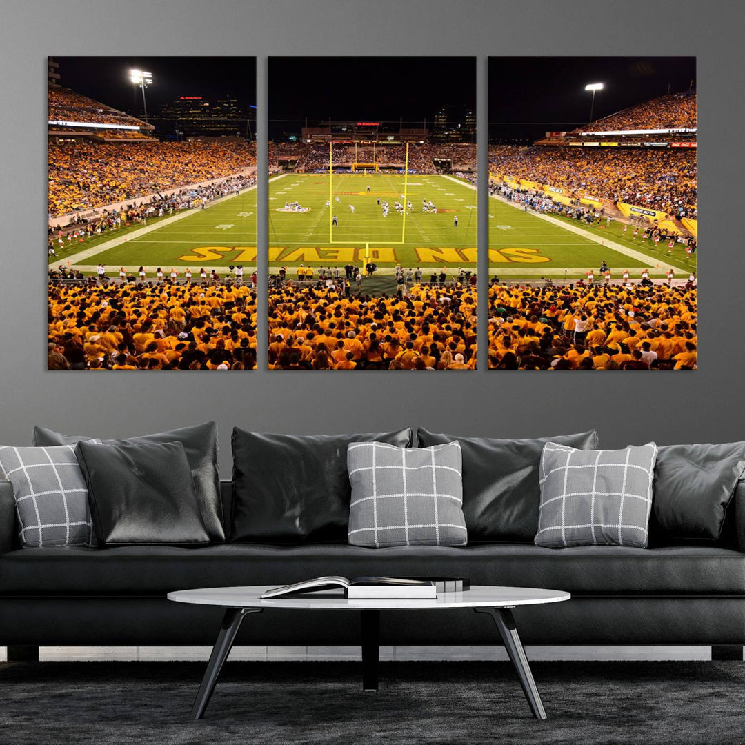 ASU Sun Devils Football Team Print - Phoenix Mountain America Stadium Wall Art Canvas Print