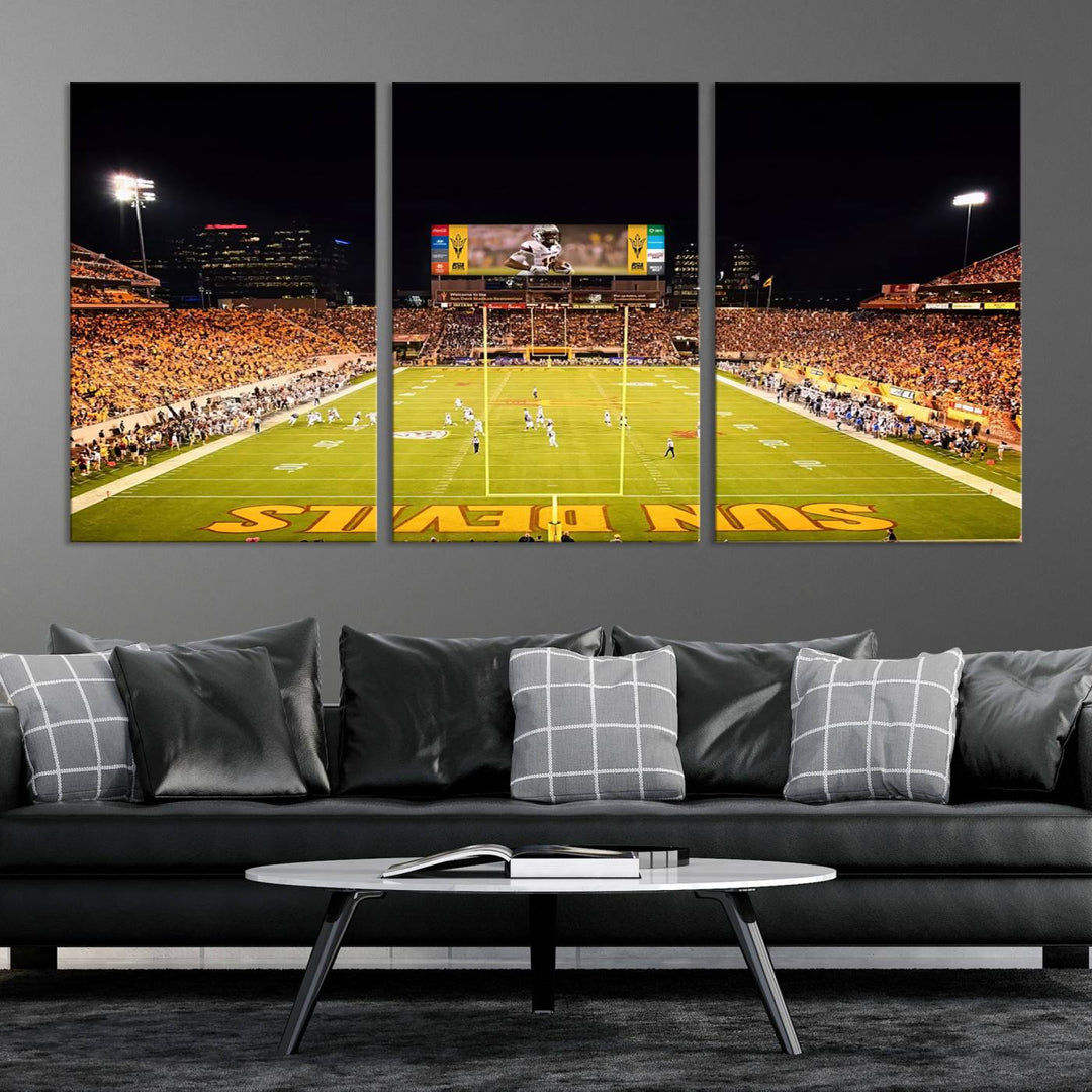 ASU Sun Devils Football Team Print - Phoenix Mountain America Stadium Wall Art Canvas Print