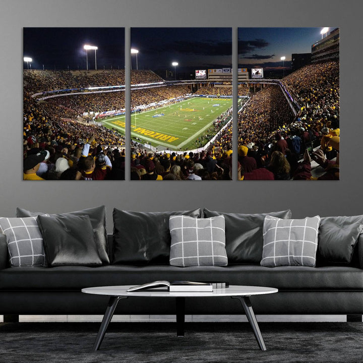 ASU Sun Devils Football Team Print - Phoenix Mountain America Stadium Wall Art Canvas Print