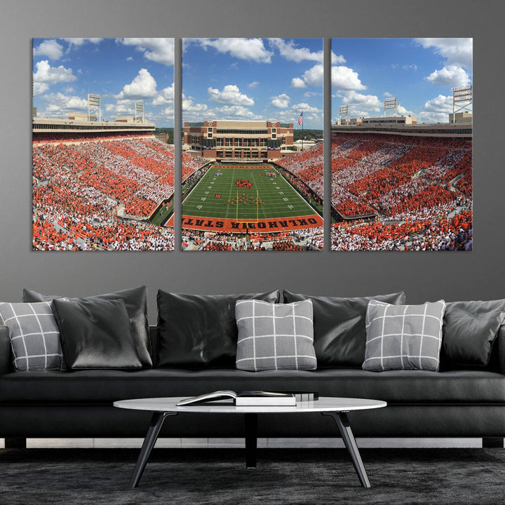 Oklahoma State Cowboys Football Team Print - Stillwater Boone Pickens Stadium Wall Art Canvas Print