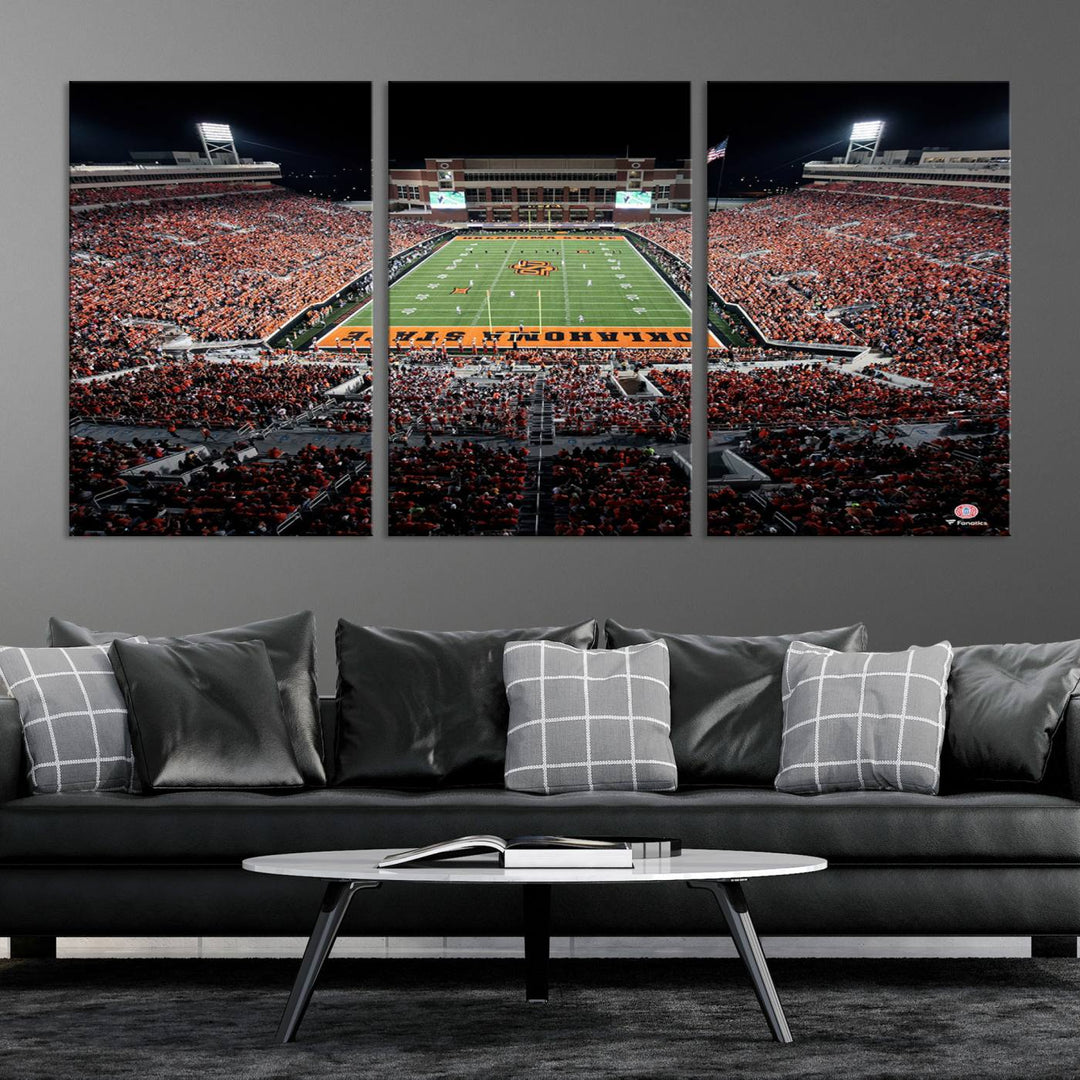 Oklahoma State Cowboys Football Team Print - Stillwater Boone Pickens Stadium Wall Art Canvas Print