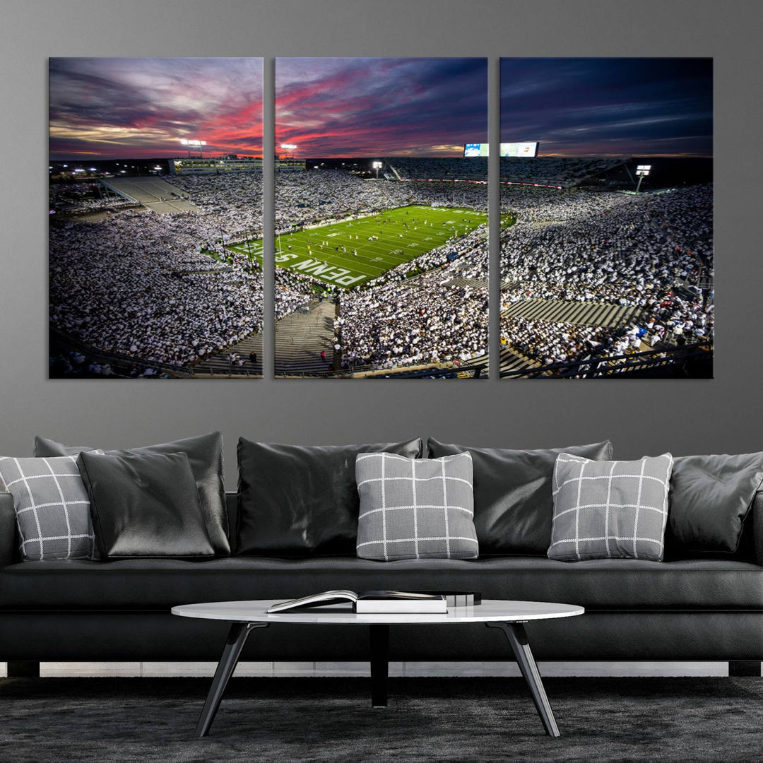 Penn State Nittany Lions Football Team Print - University Park Beaver Stadium Wall Art Canvas Print