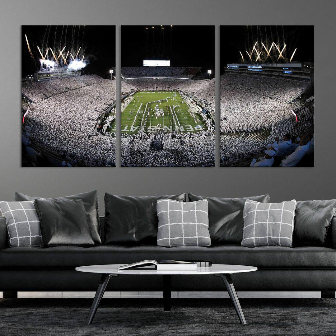 Penn State Nittany Lions Football Team Print - University Park Beaver Stadium Wall Art Canvas Print