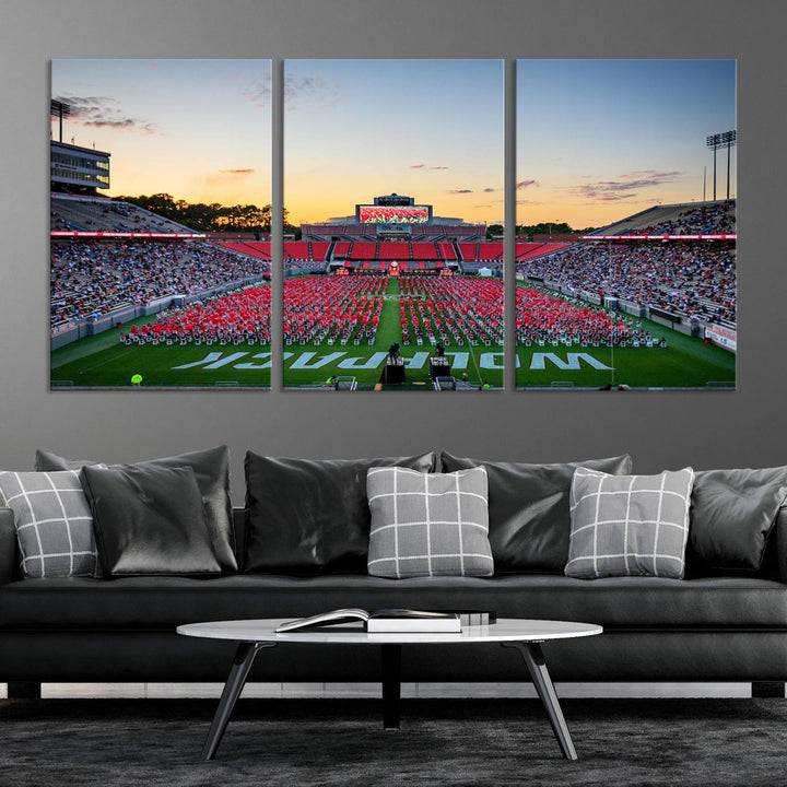 NC State Wolfpack Football Team Print - Raleigh Carter-Finley Stadium Wall Art Canvas Print