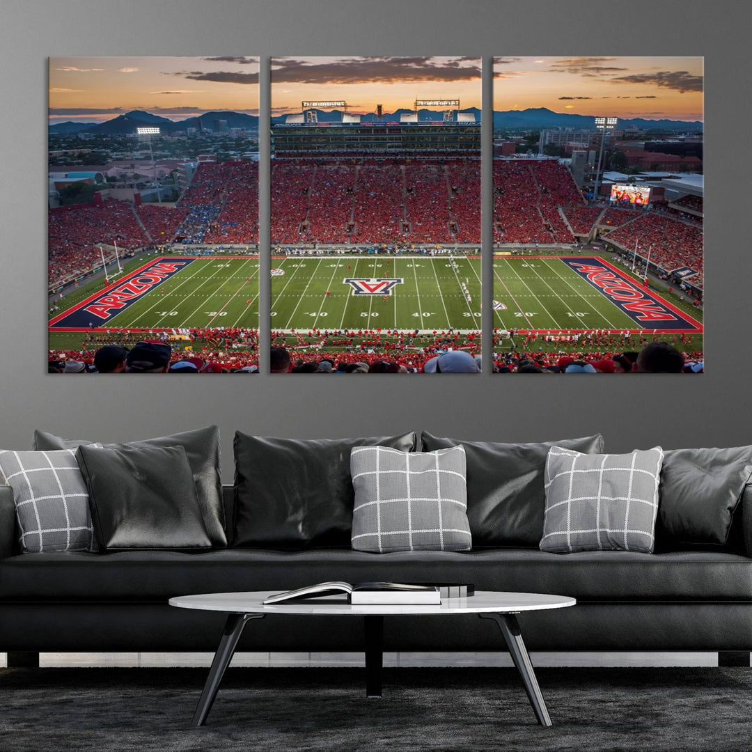 Arizona Wildcats Football Team Print - Tucson Arizona Stadium Wall Art Canvas Print