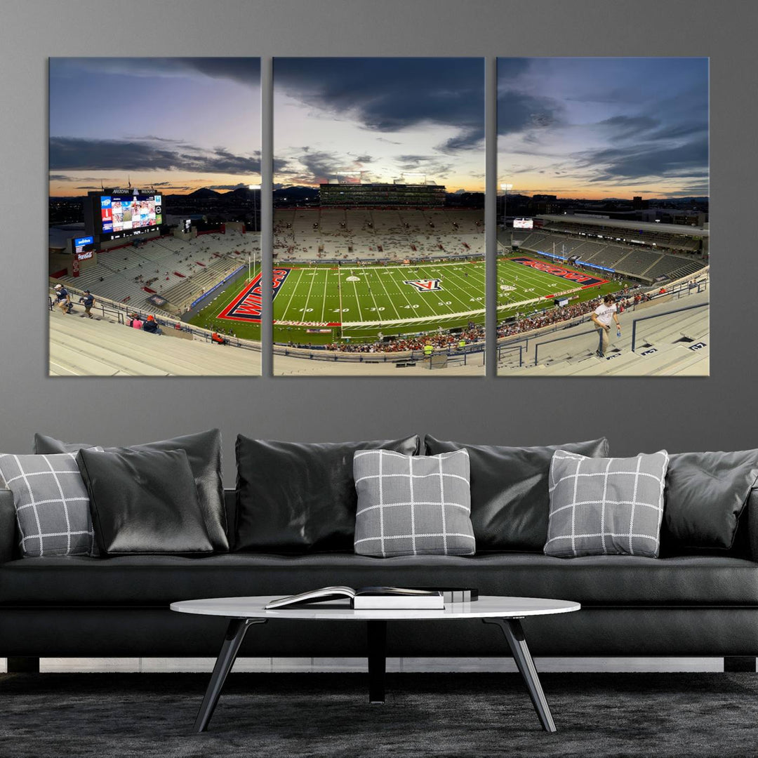 Arizona Wildcats Football Team Print - Tucson Arizona Stadium Wall Art Canvas Print