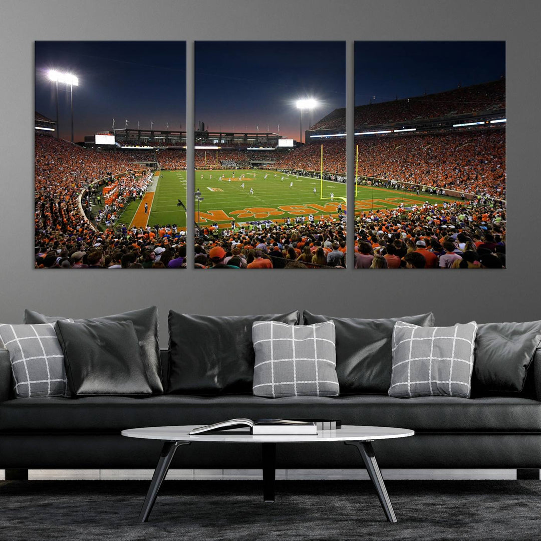 Clemson University Tigers Football Team Print - Clemson Memorial Stadium Wall Art Canvas Print