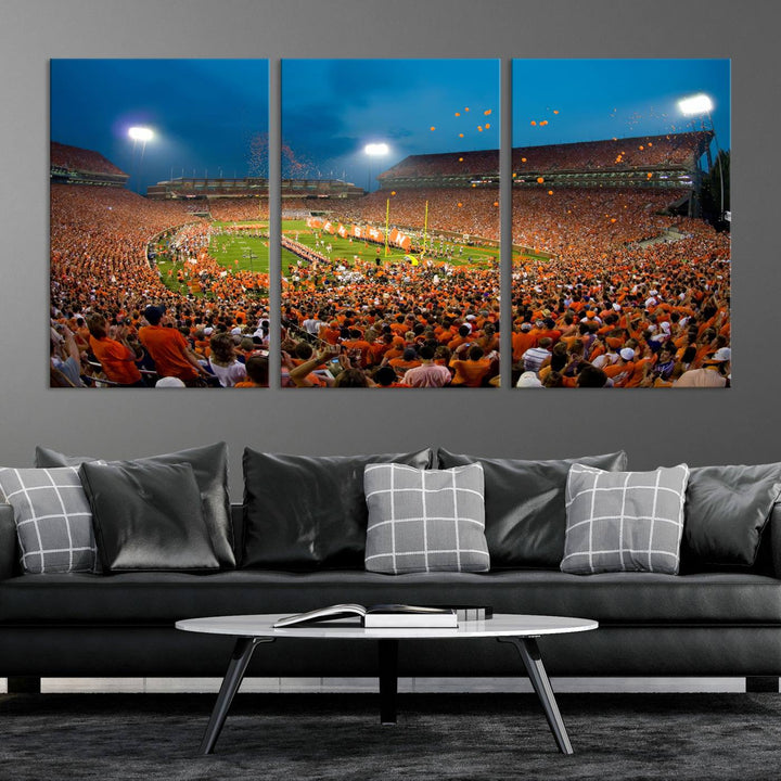 Clemson University Tigers Football Team Print - Clemson Memorial Stadium Wall Art Canvas Print