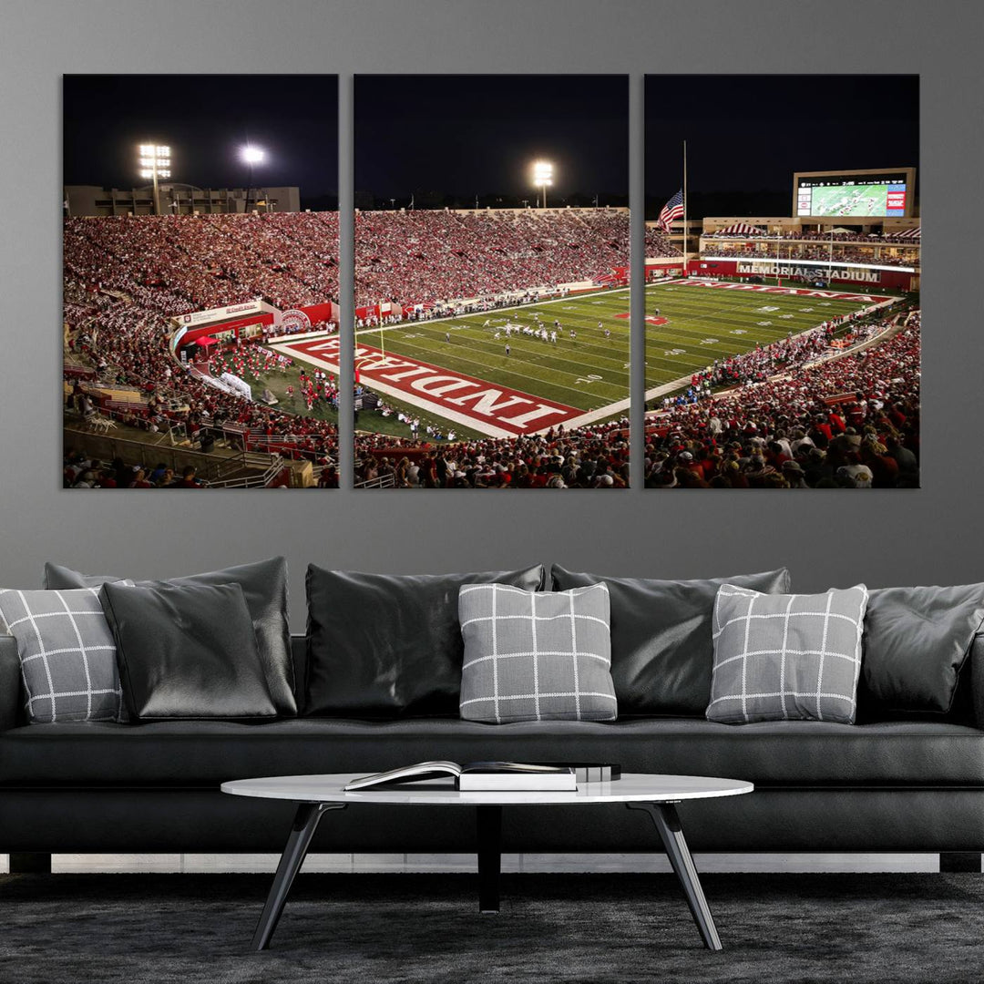 Indiana University Hoosiers Football Team Print - Bloomington Memorial Stadium Wall Art Canvas Print