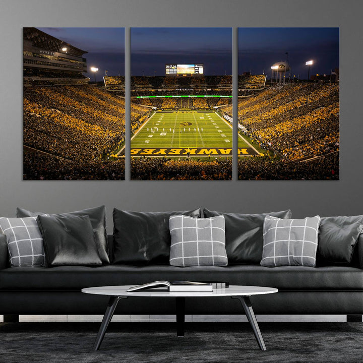 Iowa University Hawkeyes Football Team Print - Iowa City Kinnick Stadium Wall Art Canvas Print