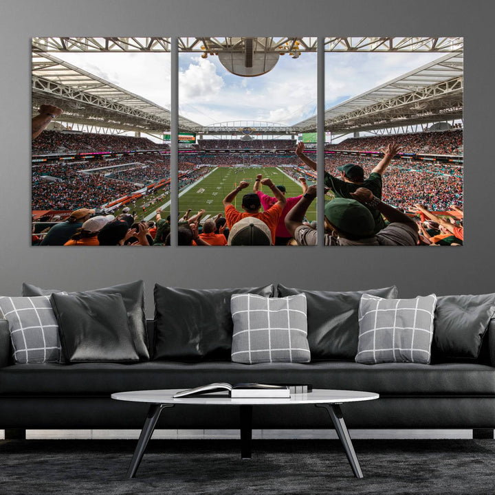 Miami Hurricanes Football Team Print - Miami Hard Rock Stadium Wall Art Canvas Print