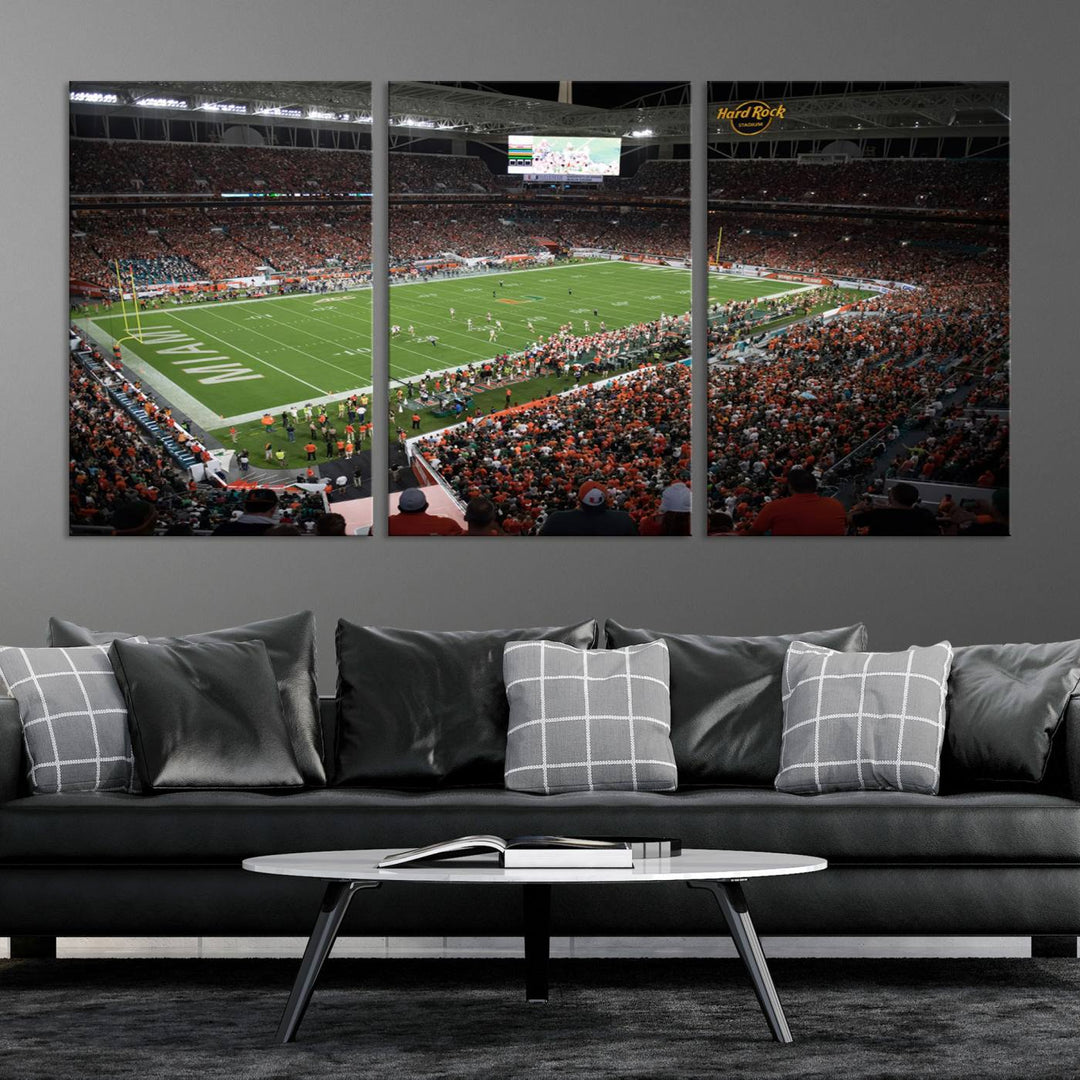 Miami Hurricanes Football Team Print - Miami Hard Rock Stadium Wall Art Canvas Print