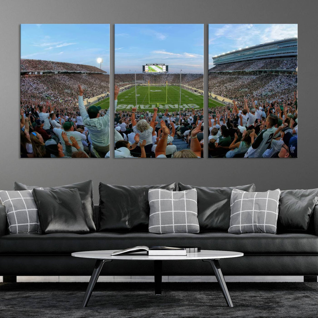 Michigan State Spartans Football Team Print - East Lansing Spartan Stadium Wall Art Canvas Print