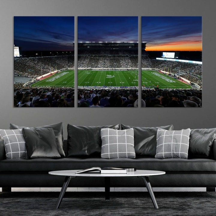 Michigan State Spartans Football Team Print - East Lansing Spartan Stadium Wall Art Canvas Print