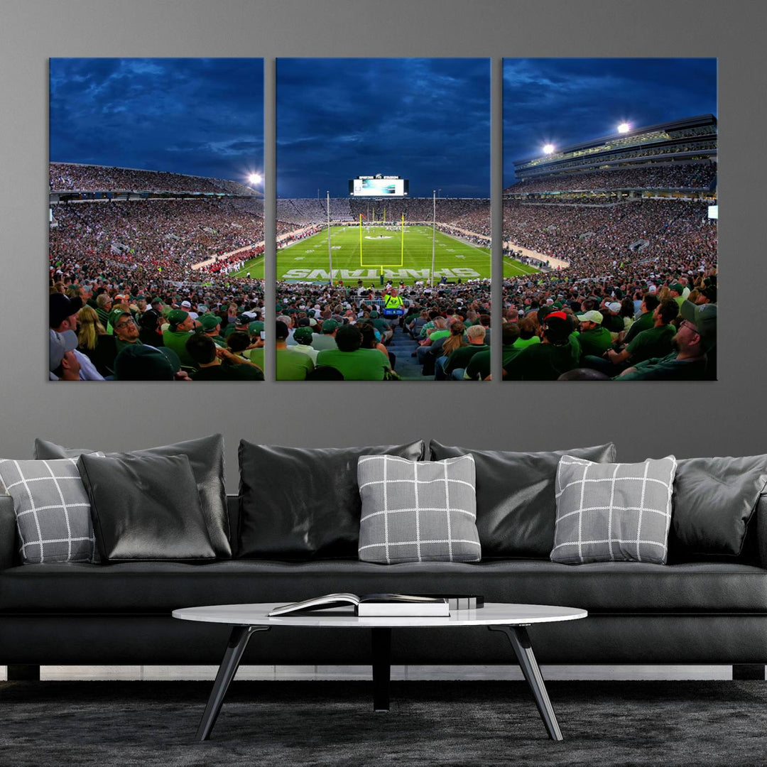 Michigan State Spartans Football Team Print - East Lansing Spartan Stadium Wall Art Canvas Print