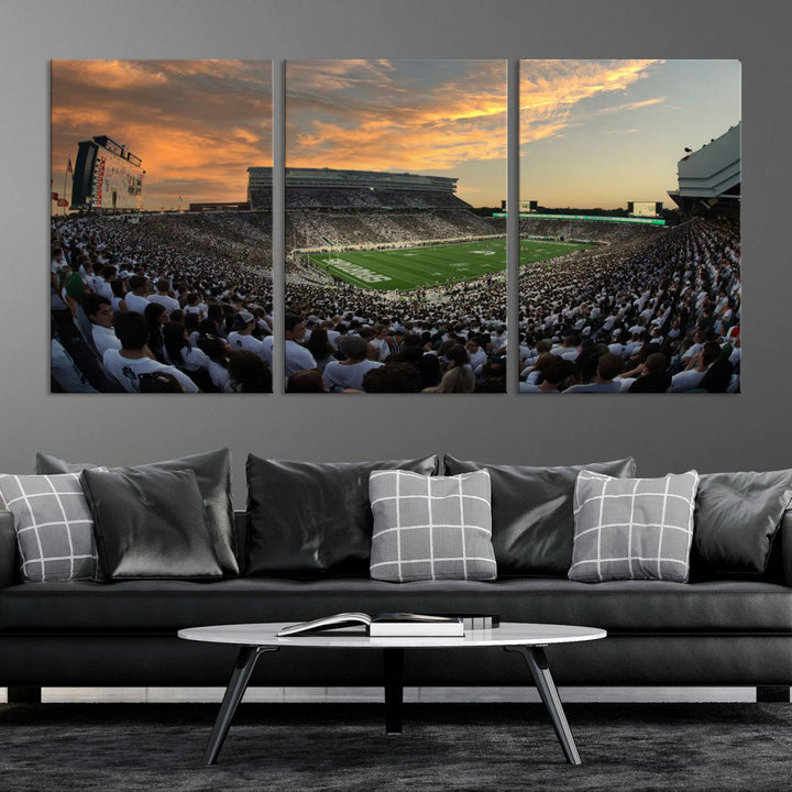 Michigan State Spartans Football Team Print - East Lansing Spartan Stadium Wall Art Canvas Print