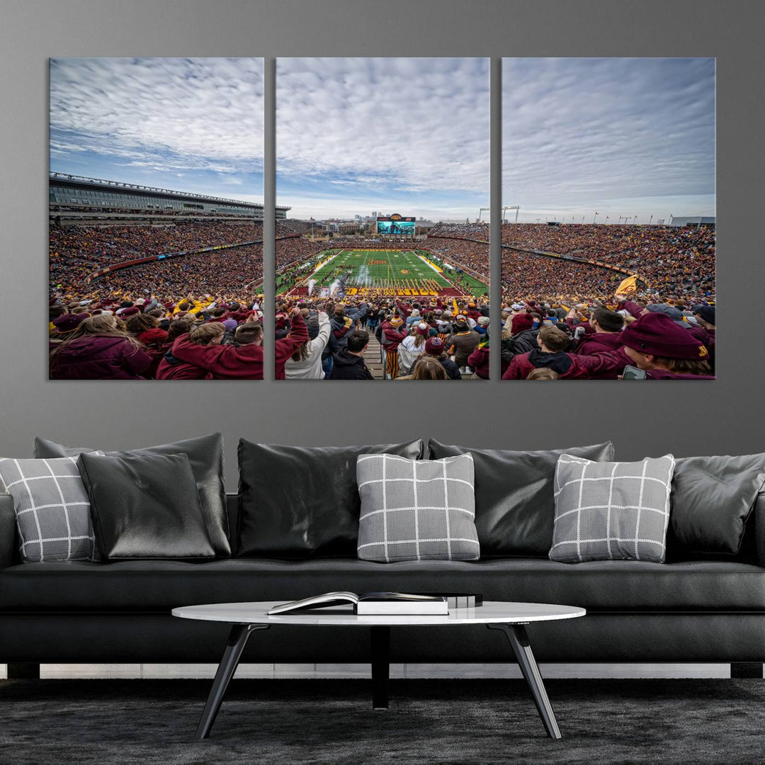 University of Minnesota Golden Gophers Football Team Print - Minneapolis Huntington Bank Stadium Wall Art Canvas Print