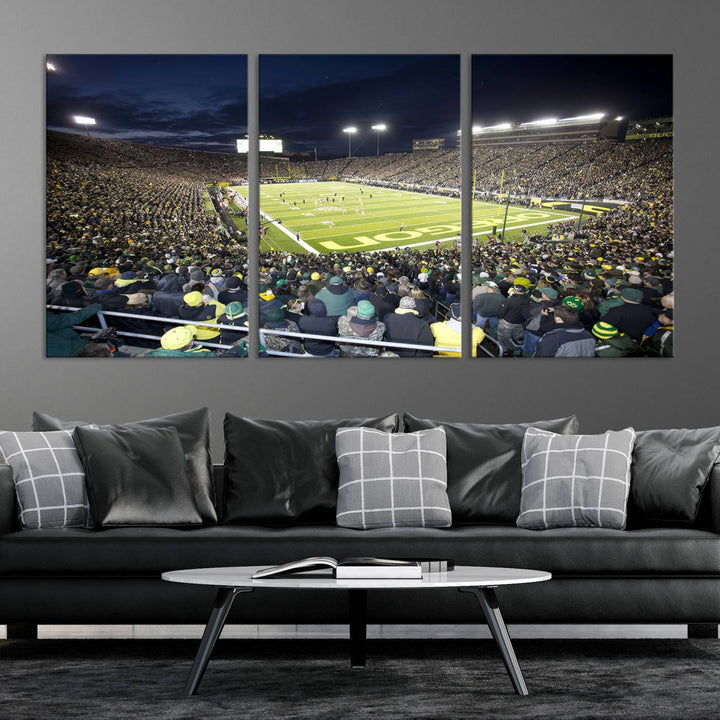 University of Oregon Ducks Football Team Print - Eugene Autzen Stadium Wall Art Canvas Print