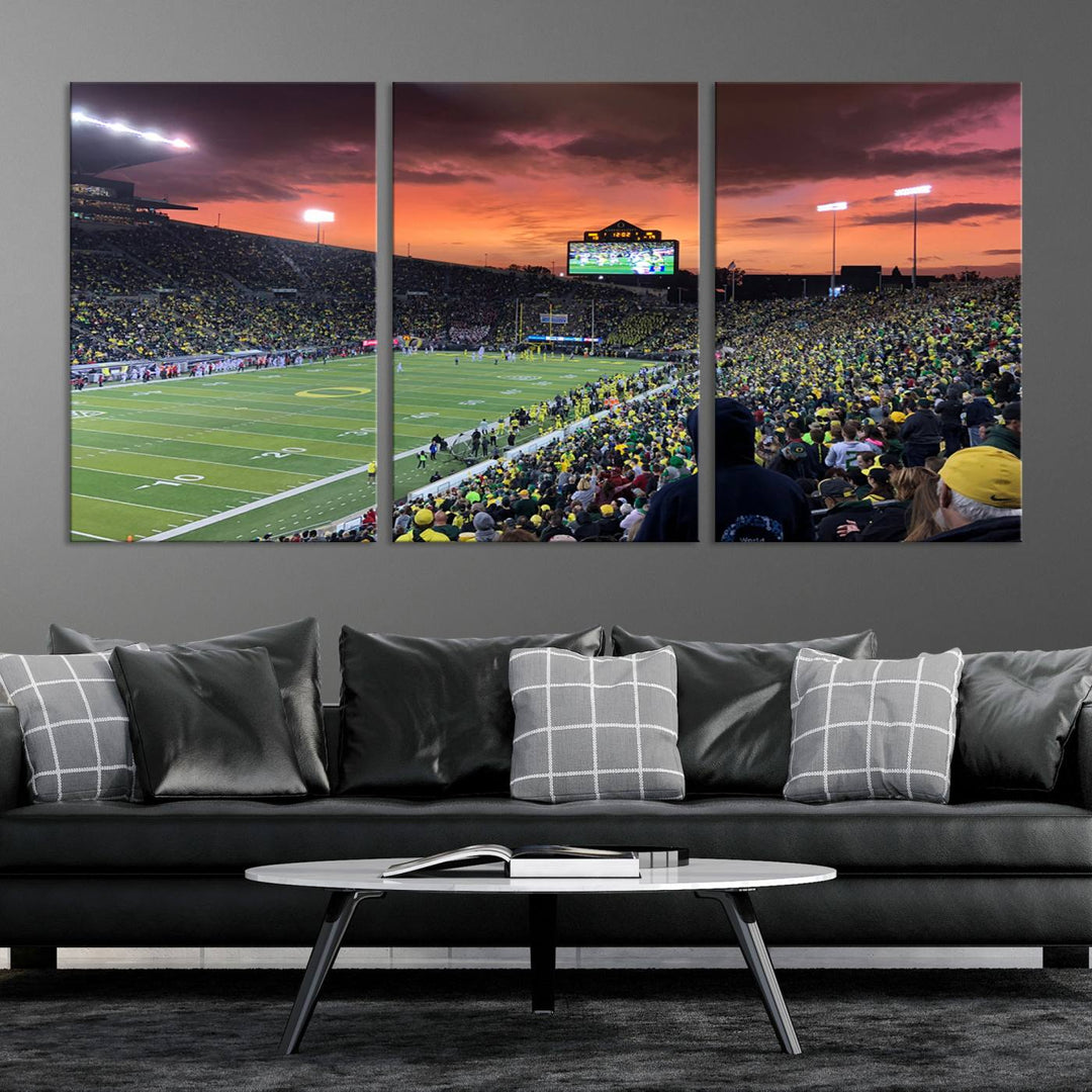 University of Oregon Ducks Football Team Print - Eugene Autzen Stadium Wall Art Canvas Print