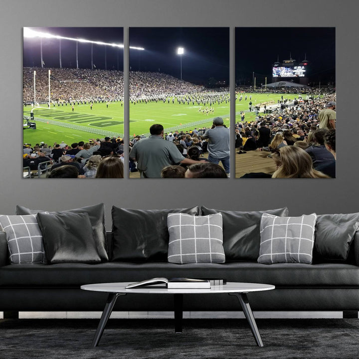 Purdue University Boilermakers Football Team Print - West Lafayette Ross-Ade Stadium Wall Art Canvas Print