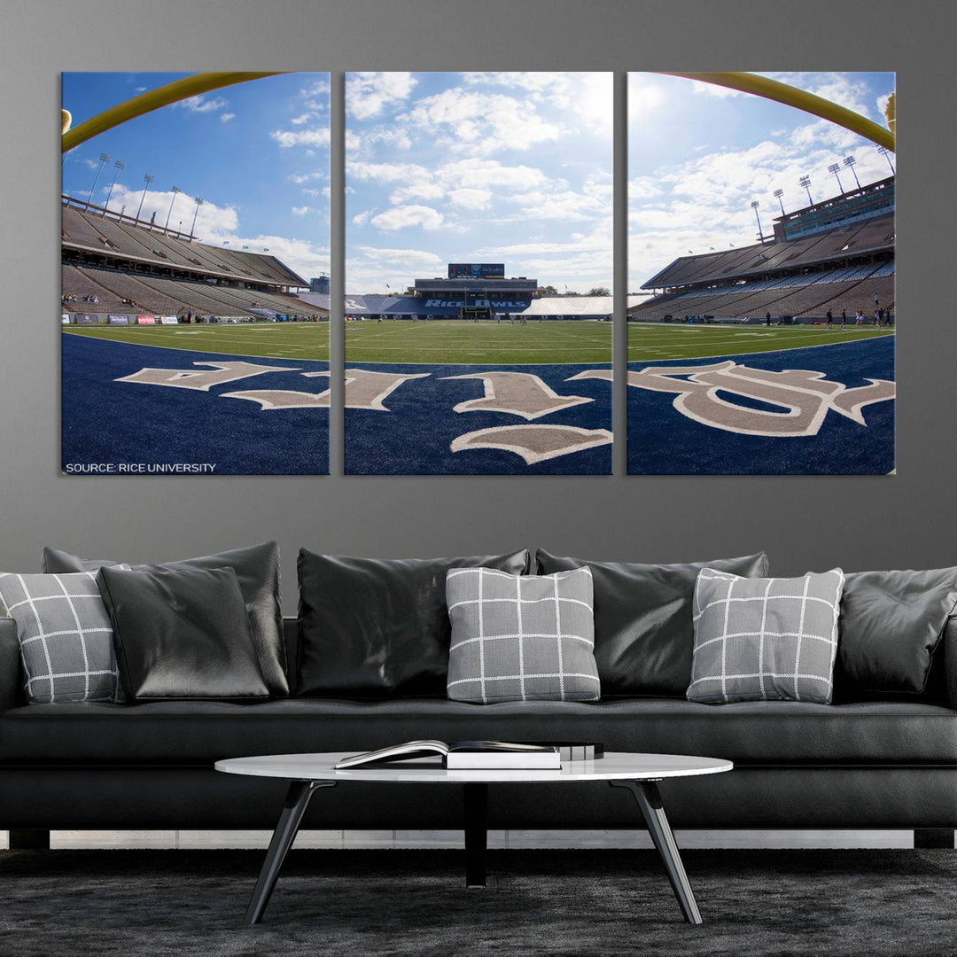 Rice University Owls Football Team Print - Houston Rice Stadium Wall Art Canvas Print