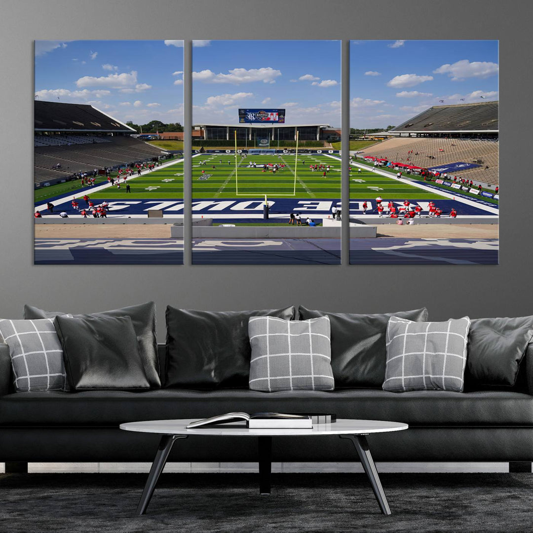 Rice University Owls Football Team Print - Houston Rice Stadium Wall Art Canvas Print