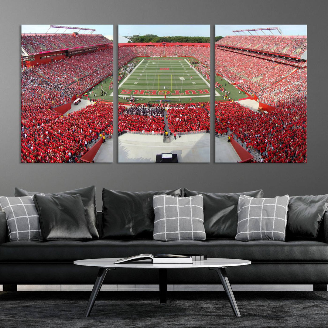 Rutgers Scarlet Knights Football Team Print - Piscataway SHI Stadium Wall Art Canvas Print