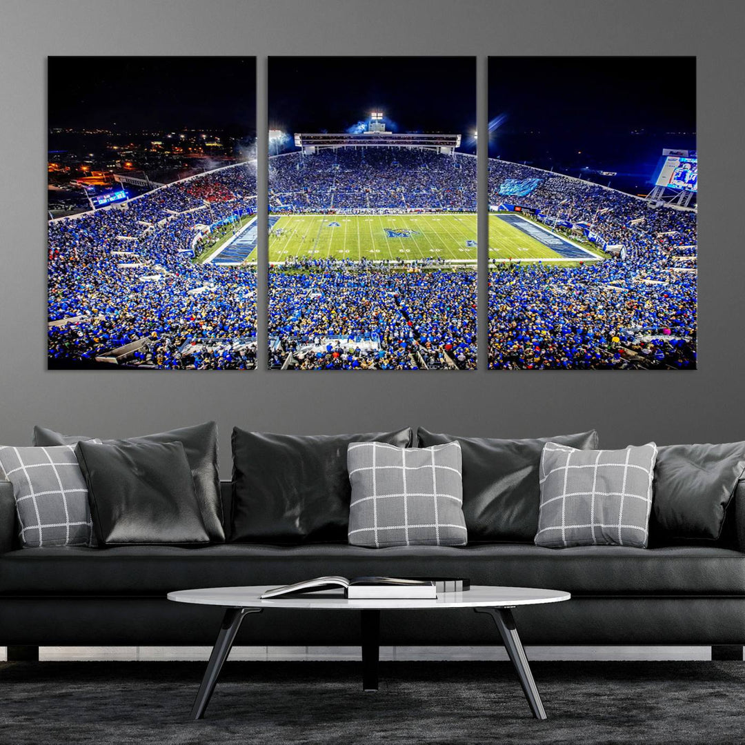 University of Memphis Tigers Football Team Print - Memphis Simmons Bank Liberty Stadium Wall Art Canvas Print