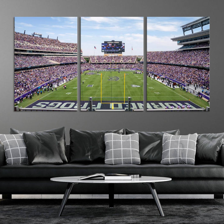 TCU Horned Frogs Football Team Print - Fort Worth Amon G. Carter Stadium Wall Art Canvas Print.t