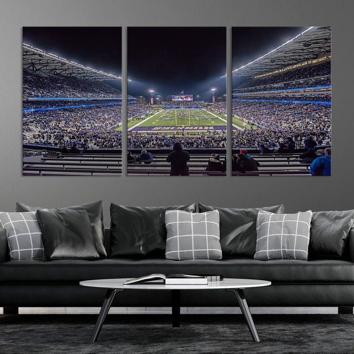 The University of Washington Huskies Football Team Print - Seattle Husky Stadium Wall Art Canvas Print