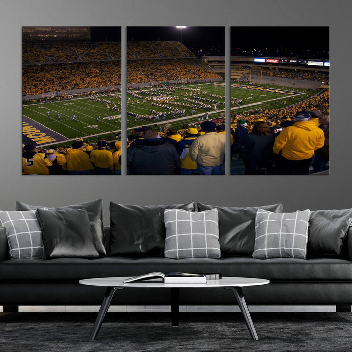 West Virginia Uni Mountaineers Football Canvas Wall Art Print.