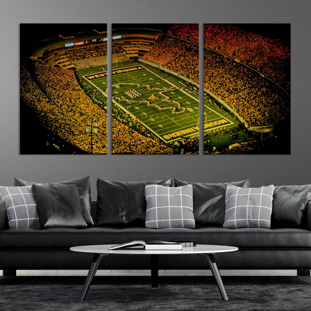 West Virginia University Mountaineers Football Team Print - Milan Puskar Stadium Canvas Print Wall Art, Morgantown City Print