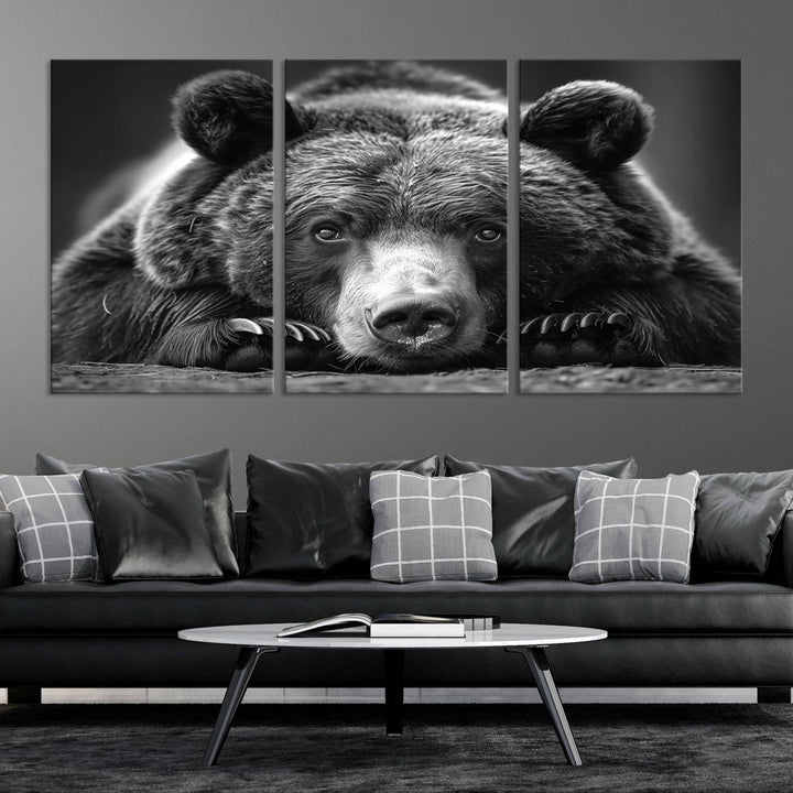 Resting Grizzly Bear Canvas Print | Ready to Hang Wall Art | Rustic Cabin & Farmhouse Decor | Wildlife Art