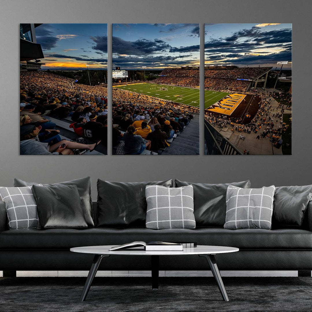 Cowboy Football War Memorial Stadium Wall Art | Ready to Hang Canvas Print of College Football Stadium at Sunset | Perfect for Sports Fans and Football Enthusiasts