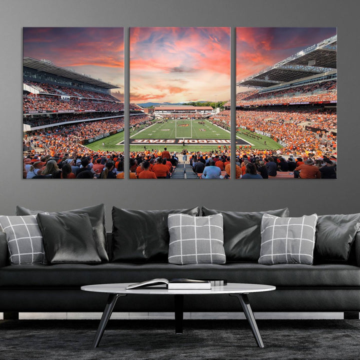 Oregon State Beavers Football Team Print - Corvallis Reser Stadium Wall Art Canvas Print