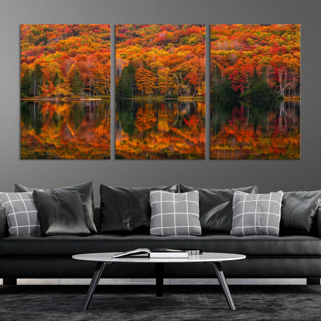 Autumn Reflection Canvas Print, Stunning Fall Foliage Wall Art, Serene Lake Landscape, Perfect Seasonal Decor Print