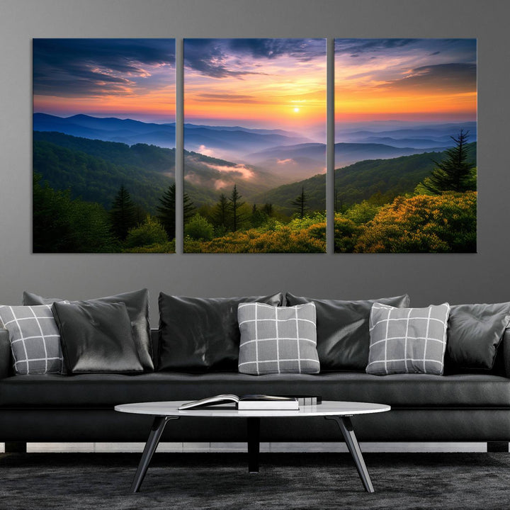 Majestic Mountain Sunrise Landscape Wall Art | Canvas Print Ready to Hang | Perfect for Farmhouse Wall Decor, Cabin Wall Art, Nature Lover’s Retreat