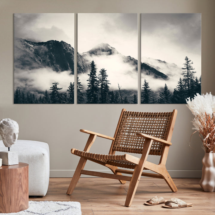 Montagnes Toile Foggy Forest Wall Art Mountain Banff Nal Park Print