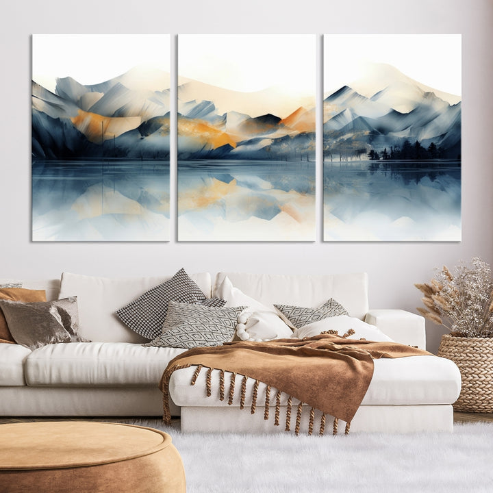 Aquarelle abstraite Mountain Lake Wall Art Impression sur toile
