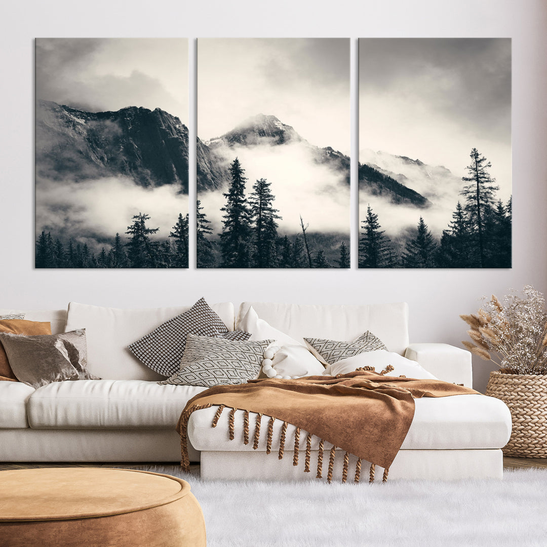 Montagnes Toile Foggy Forest Wall Art Mountain Banff Nal Park Print