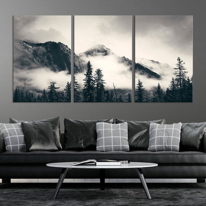 Montagnes Toile Foggy Forest Wall Art Mountain Banff Nal Park Print