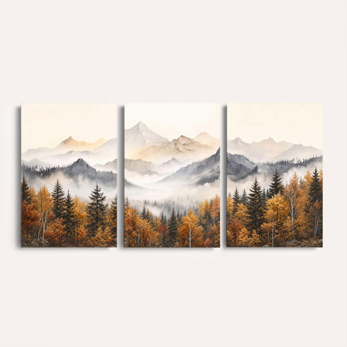 70049-MGV-CV-36X24 - Abstract Mountain Wall Art, Misty Mountain Forest