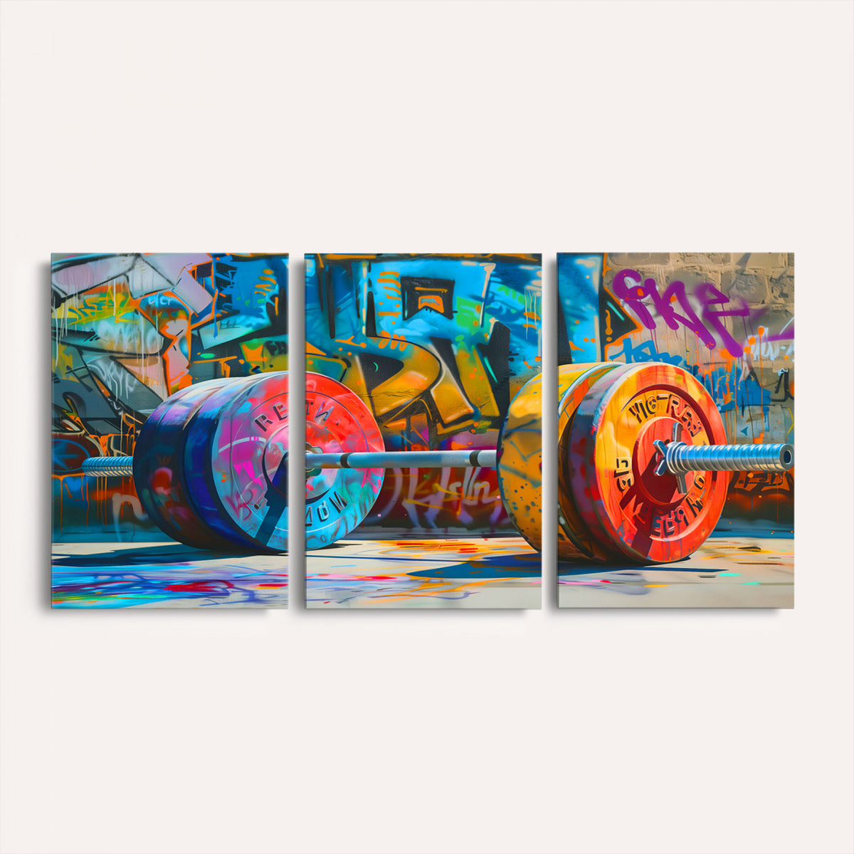 70871-MGV-CV-36X24 - Fitness Gym Barbell Graffiti Wall Art Canvas Print
