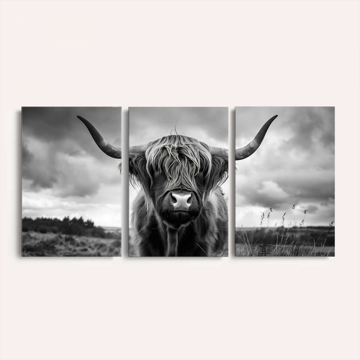 17924-_Poster-30x20 - Scottish Cow Wall Art Canvas Print, Longhorn Wall Art