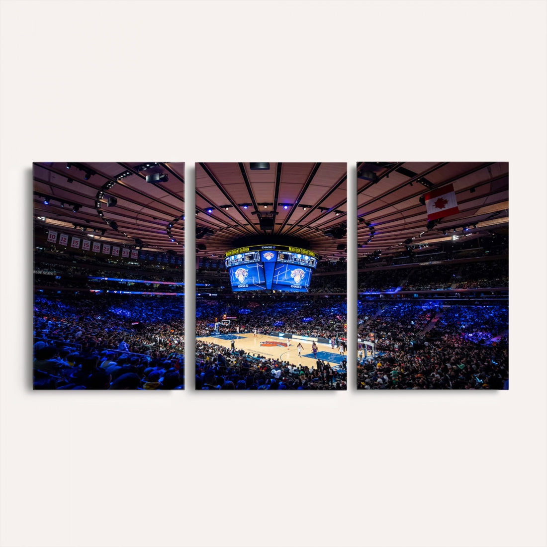 Madison Square Garden Basketball Print Canvas, Basketball Game Triple Canvas Wall Art