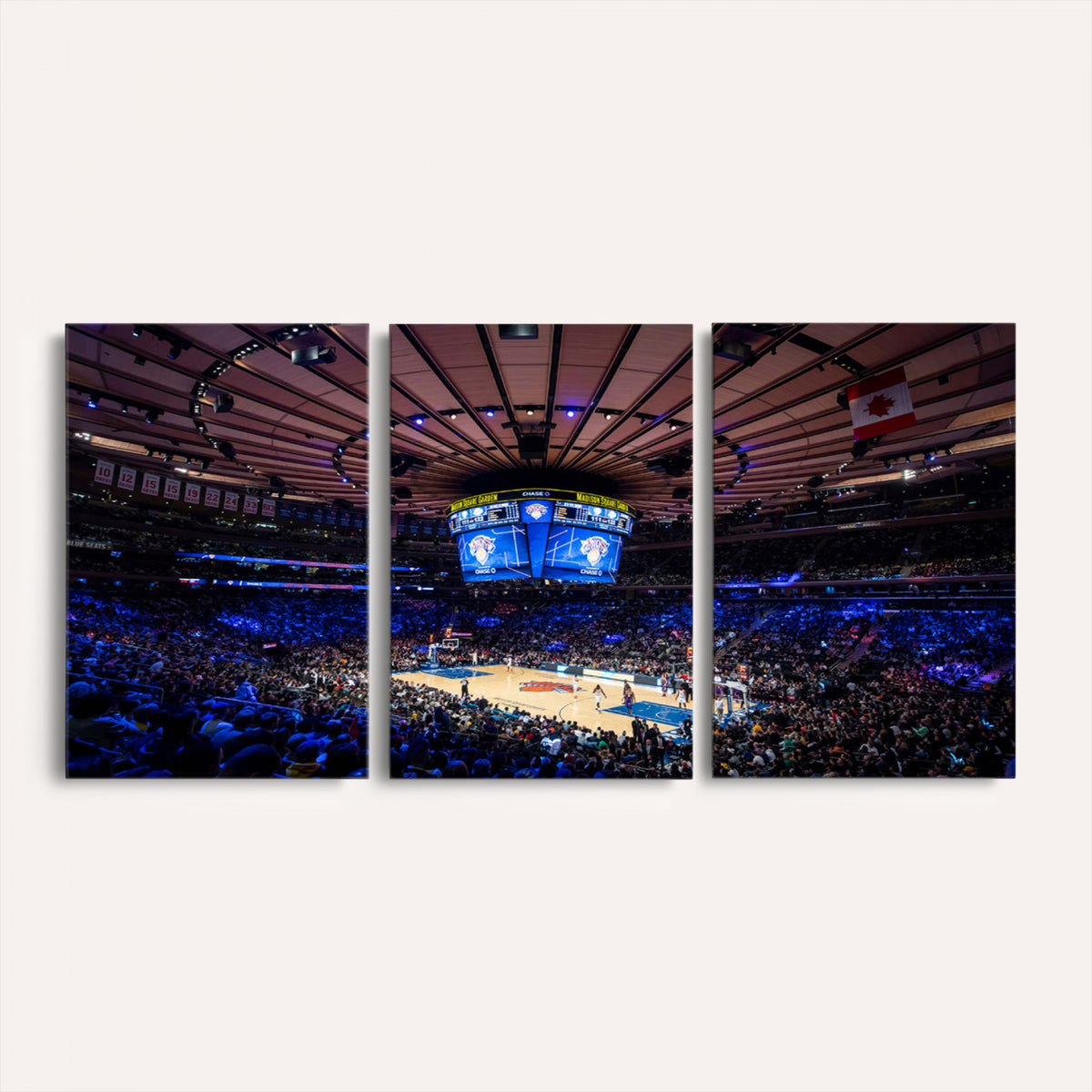 20491-MGV-CV-36X24 - Madison Square Garden Basketball Print Canvas, Basketball Game Triple Canvas Wall Art