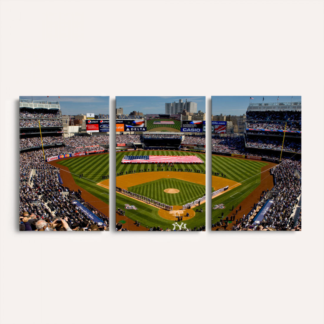 Yankee Stadium New York Wall Art Print | 3-Panel Canvas Print of Yankees Baseball Stadium