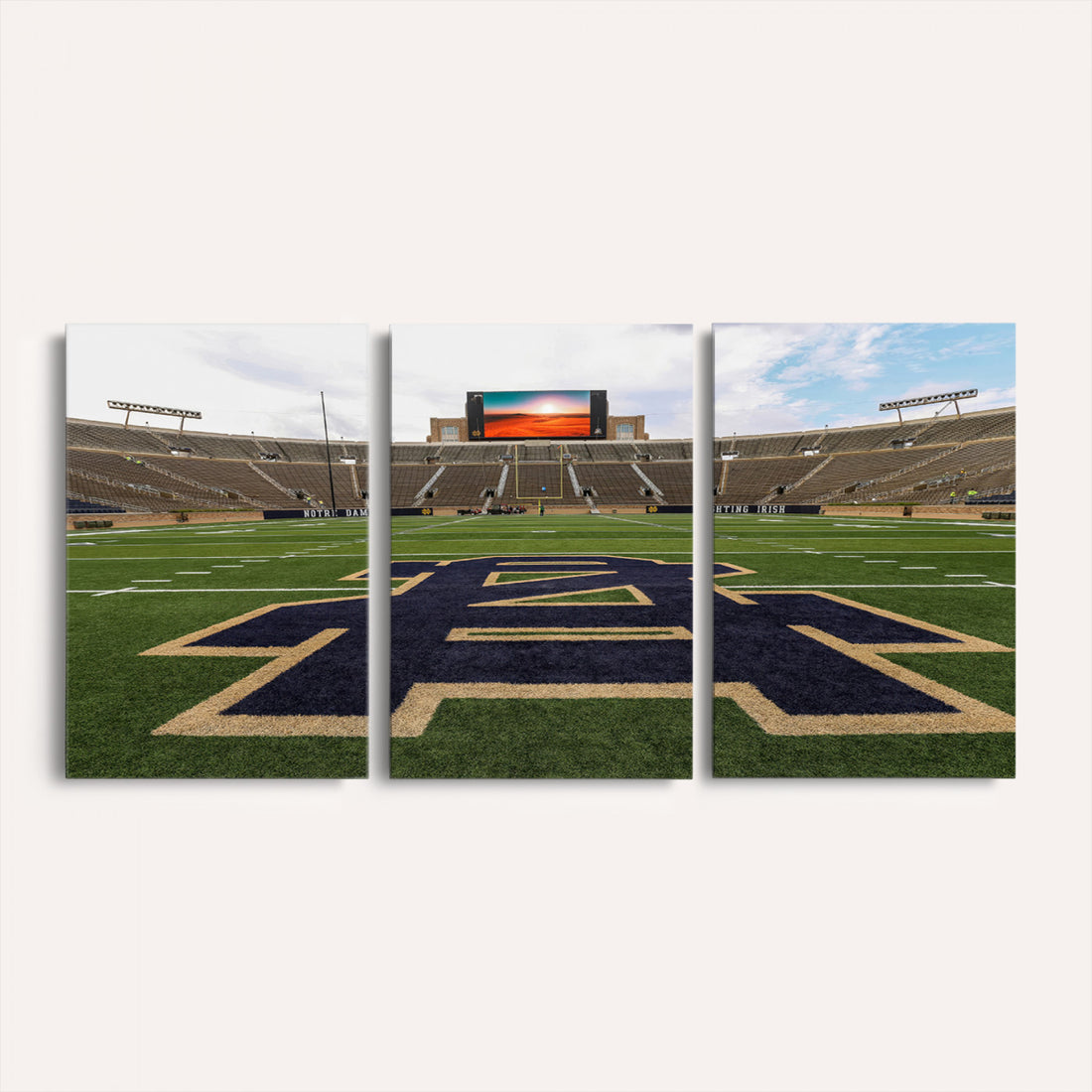Notre Dame Stadium Giclee Canvas Print | Triptych Wall Art