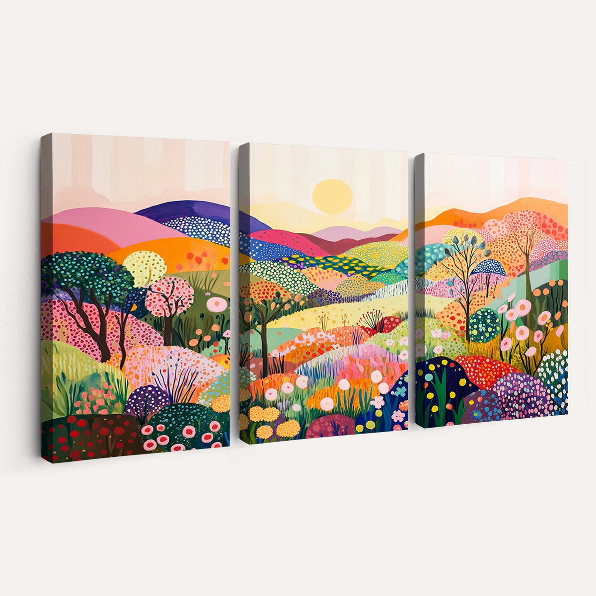 63198-MGV-CV-24X16 - Yayoi Kusama 1986 Wall Art Print, Yayoi Kusama Wabi Sabi Japanese Abstract Landscape Canvas
